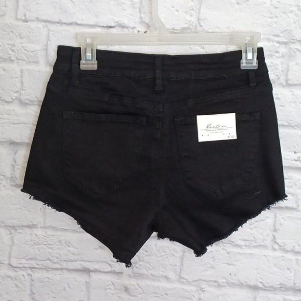 KanCan Estilo Cutoff Jean Shorts Black Frayed Hem Denim Waist 27 - Picture 5 of 6